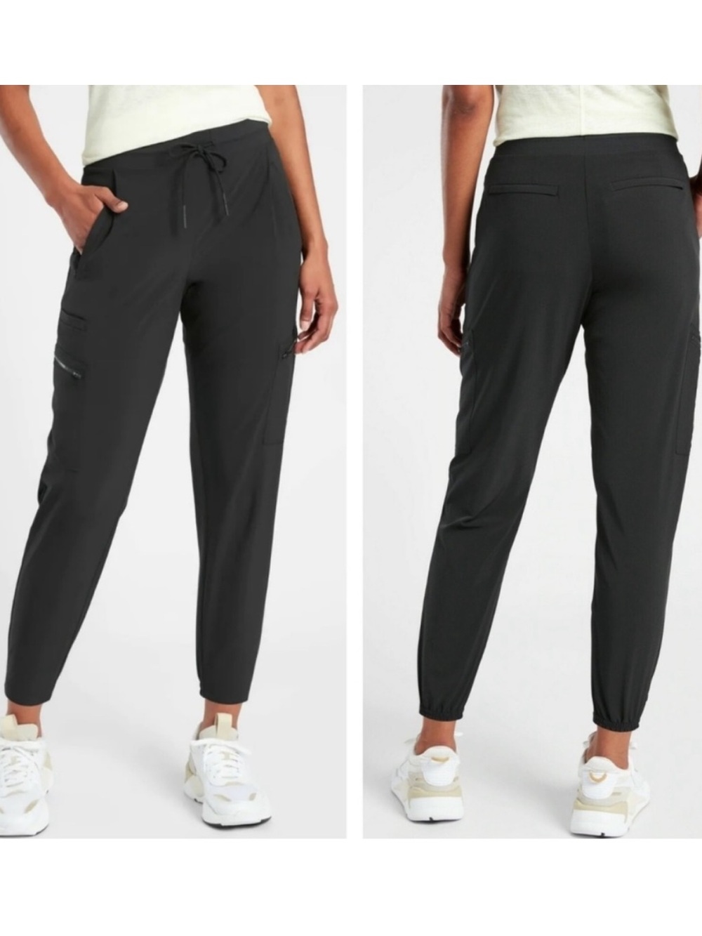 Athleta Go Far Travel Pant - Black Joggers Cargo Pants Sz 10 Women’s Activewear